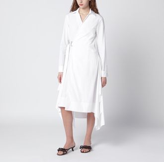 Loewe White Draped Silk Dress