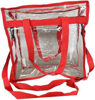 Generic PVC Tote Bag for Leisure Travel and Daily Commuting - Lightweight, Waterproof & Foldable with Zip Closure (Red,12.60&times;12.60&times;5.91in)