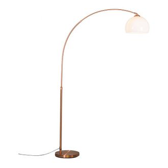 QAZQA Modern Arc Lamp Copper with White Lampshade - Arc Basic