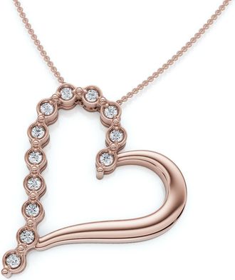Pompeii3 Diamond Heart Pendant Gold Necklace Lab Grown 18