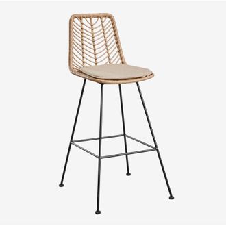 Sklum Pack De 2 Taburetes Altos De Jard&iacute;n En Rat&aacute;n Sint&eacute;tico Gouda Natural Sklum