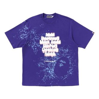 A Bathing Ape Spray Print Slogan Relaxed Fit T-Shirt Purple 1K80-109-313-PUR