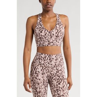 Zella Studio Luxe V-Neck Sports Bra in Brown Tortoise Shell at Nordstrom Rack, Size Small