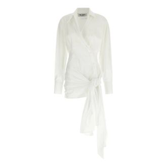 The Attico Kleedjes, Dames, Wit, L, Katoen, Hatty Mini Overhemdjurk