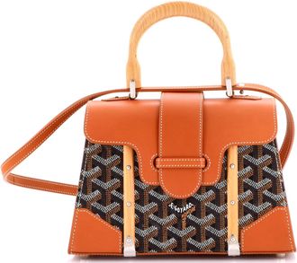 Goyard Structured Saigon Top Handle Bag Coated Canvas with Leather Mini