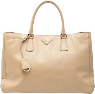 Prada Pre-owned Structured Leather Tote - Dames - Vintage Shopper - Beige - ONE Size - Leer - Vintage