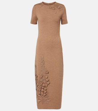Oscar De La Renta Vestido midi Foxgloves en mezcla de lana