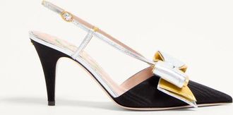 Valentino Garavani Bowow Slingback Pumps In Moir&egrave; Fabric 85Mm Wo