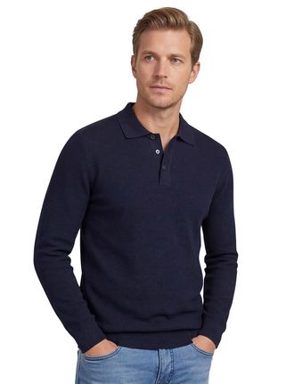 Casamoda Poloshirt Casa Moda donkerblauw normale fit 3 knoops