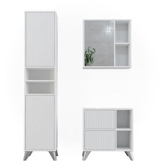 Vicco Conjunto Mueble De Ba&ntilde;o Leano, Blanco, 3 Partes