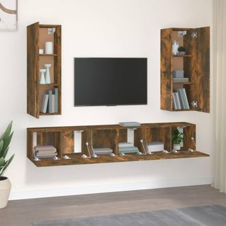 Berkfield Home Classic 5 Piece TV Cabinet Set Smoked Oak Engineered Wood in Brown