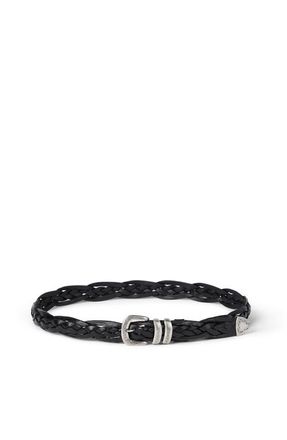 Brunello Cucinelli Braided calfskin belt in Black at Nordstrom, Size 105