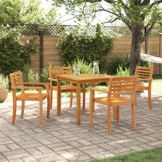 Berkfield Home 5 Piece Garden Dining Set Made of Solid Acacia Wood in Brown