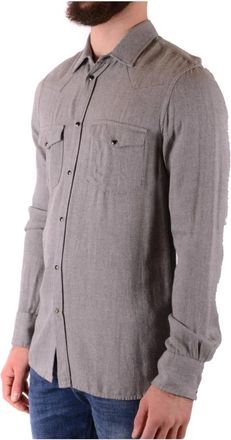 Dondup Lange Mouw Button-Up Viscose Shirt - Heren - Casual Overhemden - Grijs - S - Overhemden