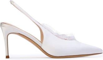 Black Suede Studio Royale 80 Pump in White Satin at Nordstrom, Size 40