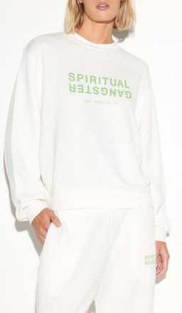 Spiritual Gangster Logo Cotton & Linen Graphic Sweatshirt in White at Nordstrom Rack, Size X-Small