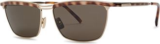 Saint Laurent Joe Square-frame Sunglasses - Gold - One Size