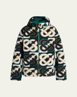 Casablanca Mens Check Monogram Hooded Fleece Jacket