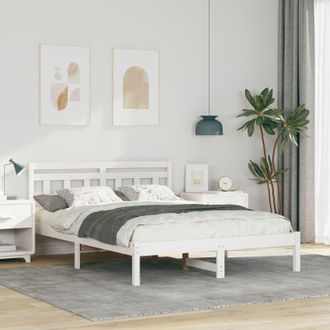 Berkfield Home with Headboard White 140 x 190 cm Pine wood