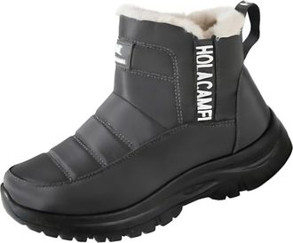 Generic Snow Boots Women Warm Ladies Winter Outdoor Anti-Slip Ankle Booties Faux Fur Lined Water-Resistant Walking Short Boots(Gray,5.5)