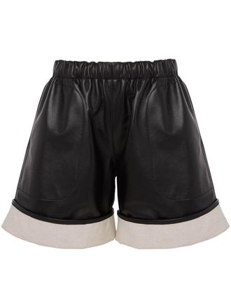 J.W.Anderson contrast-hem leather shorts - Black