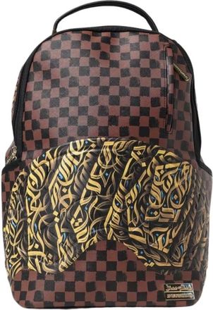 Sprayground Brown Checkered Stylish Backpack