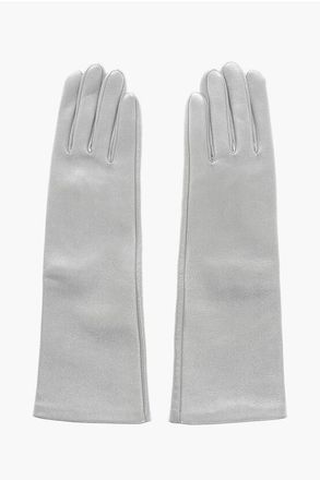 Alaia Guanti in Pelle Effetto Metallizzato taglia 7,5