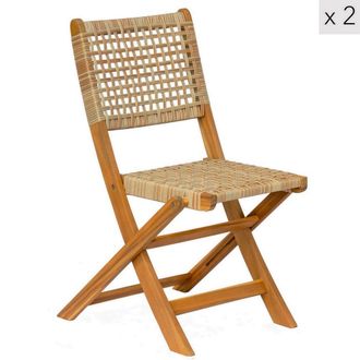 Nordlys Set 2 sillas de jardin en madera de acacia y cuerda