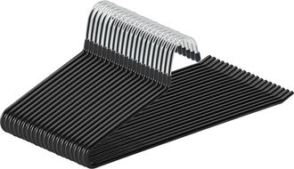 OEM Cintres Pantalons, Lot De 20, Accessoires De Rangement, Enfilage Facile, Chrom&eacute;, Gain De Place, Porte-pantalon Antiglisse, 35 X 0,5 X 13 Cm, Noir