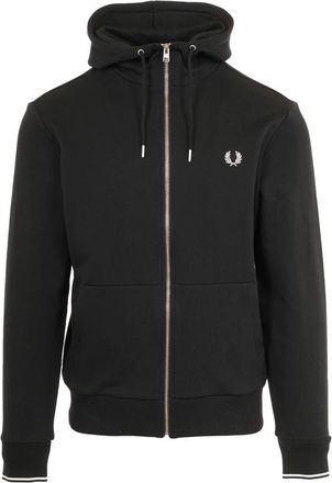 Fred Perry Zwarte Hoodie met Rits - Heren - Vesten met rits - Zwart - S - Hoodies & sweatvesten