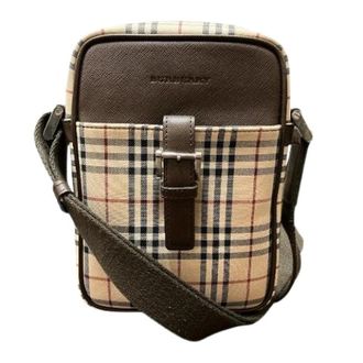 Burberry Vintage, unisex, Bruin, ONE Size, Leer, Pre-owned Nova Check Canvas Leather Shoulder Bag