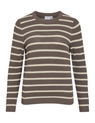 Vila Womens Vidalo O-Neck L/S Stripe Knit Top-Noos, Falcon, XXL