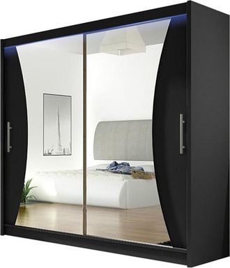 Mirjan24 Mobilier1 - Armario Closico 124, Negro, 215x180x57cm, Puertas De Armario: Correderas, N&uacute;mero De Estantes: 0, Led