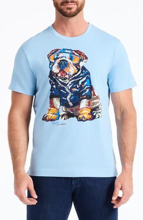 Robert Graham Chill Bulldog Cotton Graphic T-Shirt in Slate Blue at Nordstrom, Size Xxx-Large