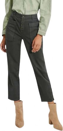 Something Navy Button Fly Denim Jeans In Dark Green