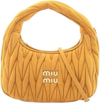 Miu Miu Pre-owned Suede Shoulder Bag - Dames - Vintage Schoudertas - Geel - ONE Size - Su&egrave;de - Vintage