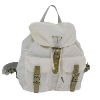 Prada Pre-owned Backpacks, female, White, Size: ONE SIZE Pre-owned Vintage Nylon Backpack