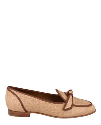 Alexandre Birman Grosgrain-Trim Raffia Loafers