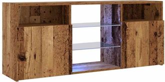 vidaXL Vidaxl - Mueble tv luces led madera ingeniería envejecida 120x30x50 cm