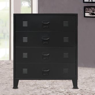 Berkfield Home Chest of Drawers Metal Industrial Style 78x40x93 cm Black | Size: 78 x 40 x 93 cm