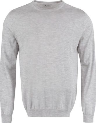 THE (ALPHABET) Zijde Kasjmier Crew-neck Sweater - Heren - Cashmere truien - Grijs - XL - Kasjmier - Truien & Vesten