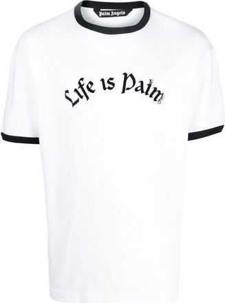 Palm Angels slogan-print short-sleeve T-shirt - men - Cotton/Polyester - L - White