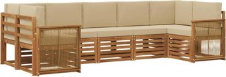 vidaXL Conjunto De Sof&aacute;s De Exterior 6 Uds. Natural Vidaxl