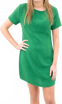 She + Sky Short Sleeve Tweed Dress In Green