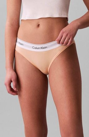 Calvin Klein Logo Bikini in Peach Bliss at Nordstrom, Size X-Small