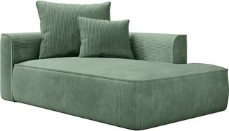 Vente-Unique Chaise longue izquierda de pana verde almendra PINETA