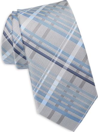 Calvin Klein Brody Plaid Tie in Silver/Blue at Nordstrom Rack