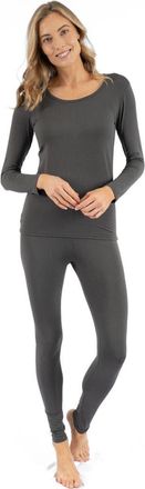 Leveret Womens Solid Thermal Pajama Set in Dark Gray at Nordstrom, Size X-Small