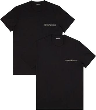 Emporio Armani Heritage T-shirt Pak x 2 Zwart Katoen - Heren - T-shirts - Zwart - S - Katoen - Tops