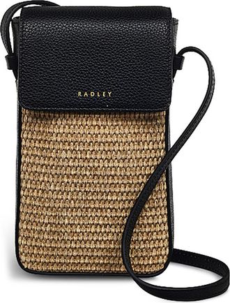 Radley London Bishops Lane Straw Mini Phone Crossbody Bag in Black at Nordstrom Rack